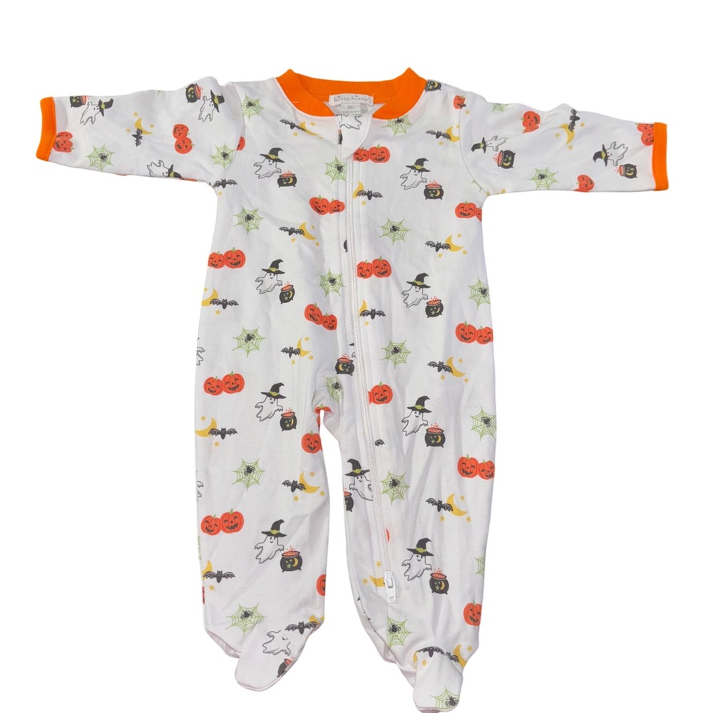 Kissy Kissy Newborn Halloween Holiday Pumpkin Ghost Bat Footed Pajamas‎ Romper